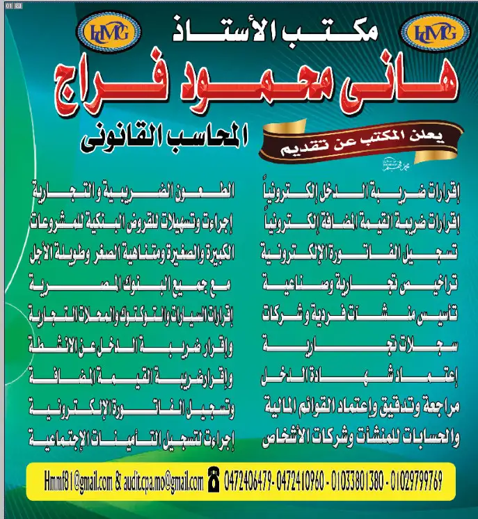 E L M Accounting and Auditing Consulting Office - Mr. Emad Lotfy, Certified Public Accountant
